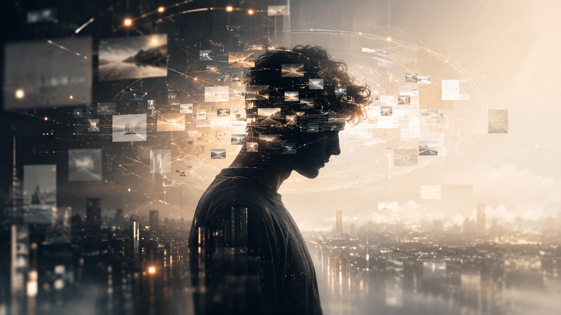 Abstract digital mindset and human behavior editorial visual